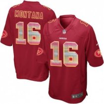 Nike 49ers -16 Joe Montana Red Team Color Stitched NFL Limited Strobe Jersey