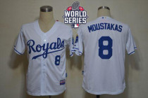 Kansas City Royals -8 Mike Moustakas White Cool Base W 2015 World Series Patch Stitched MLB Jersey