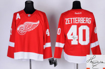 Autographed Detroit Red Wings -40 Henrik Zetterberg Red Stitched NHL Jersey