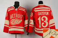 Autographed Detroit Red Wings -13 Pavel Datsyuk Red 2014 Winter Classic Stitched NHL Jersey