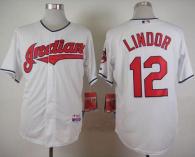 Cleveland Indians -12 Francisco Lindor White Cool Base Stitched MLB Jersey