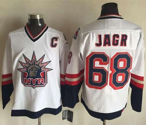 New York Rangers -68 Jaromir Jagr White CCM Statue of Liberty Stitched NHL Jersey