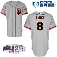 San Francisco Giants #8 Hunter Pence Grey Road 2 Cool Base W 2014 World Series Patch Stitched MLB Je