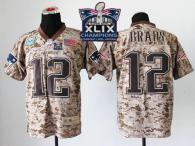 Nike New England Patriots -12 Tom Brady Camo Super Bowl XLIX Champions Patch Mens Stitched NFL New E