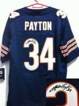 Nike Bears -34 Walter Payton Navy Blue Team Color Stitched NFL Elite Autographed Jersey
