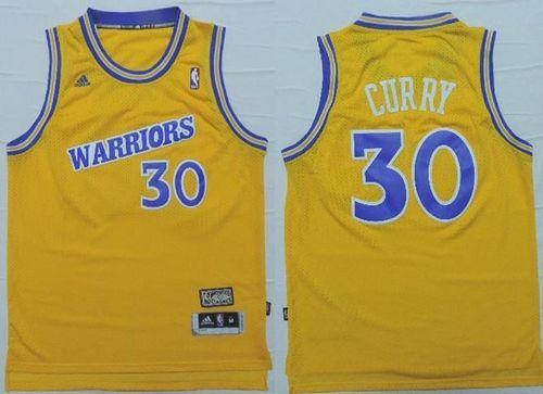 Golden State Warriors -30 Stephen Curry Gold Throwback Stitched NBA Jersey