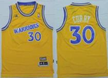 Golden State Warriors -30 Stephen Curry Gold Throwback Stitched NBA Jersey