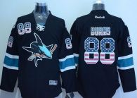 San Jose Sharks -88 Brent Burns Black USA Flag Fashion Stitched NHL Jersey