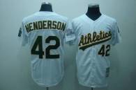 Mitchell and Ness Oakland Athletics #42 Dave Henderson Stitched White Throwback MLB Jersey