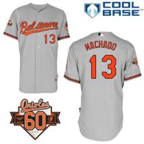 Baltimore Orioles #13 Manny Machado Grey Cool Base Stitched MLB Jersey
