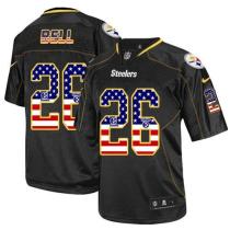 Nike Pittsburgh Steelers #26 Le'Veon Bell Black Team Color Men's Stitched NFL Elite USA Flag Fashion