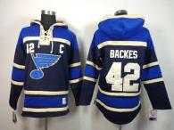 St Louis Blues -42 David Backes Navy Blue Sawyer Hooded Sweatshirt Stitched NHL Jersey