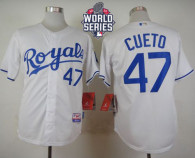 Kansas City Royals -47 Johnny Cueto White Cool Base W 2015 World Series Patch Stitched MLB Jersey