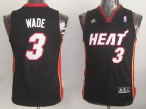 Miami Heat #3 Dwyane Wade Black Stitched Youth NBA Jersey