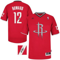 Autographed Houston Rockets 12 Dwight Howard Red 2013 Christmas Day Swingman Stitched NBA Jersey