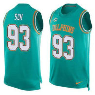 Nike Miami Dolphins -93 Ndamukong Suh Aqua Green Team Color Stitched NFL Limited Tank Top Jersey