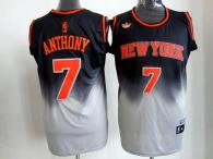 New York Knicks -7 Carmelo Anthony Black Grey Fadeaway Fashion Stitched NBA Jersey