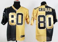 Nike New Orleans Saints #80 Jimmy Graham Black Gold Men's Stitched NFL Elite Split Jersey
