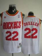 Mitchell and Ness Houston Rockets -22 Clyde Drexler Stitched White Throwback NBA Jersey