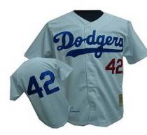Mitchell and Ness Los Angeles Dodgers -42 Jackie Robinson Stitched White Throwback MLB Jersey