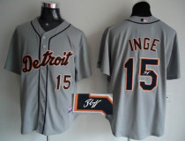 MLB Detroit Tigers #15 Brandon Inge Stitched Grey Autographed Jersey
