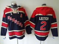 New York Rangers -2 Brian Leetch Navy Blue Sawyer Hooded Sweatshirt Stitched NHL Jersey
