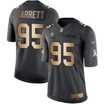 Nike Browns -95 Myles Garrett Black Stitched NFL Limited Gold Salute To Service Jersey