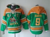 Anaheim Ducks -9 Paul Kariya Green Sawyer Hooded Sweatshirt Stitched NHL Jersey
