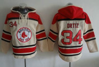 Boston Red Sox #34 David Ortiz Cream Sawyer Hooded Sweatshirt MLB Hoodie