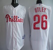 Philadelphia Phillies #26 Chase Utley White Red Strip  Vest Style Stitched MLB Jersey