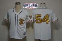 San Francisco Giants #54 Sergio Romo Cream Gold No  W 2014 World Series Patch Stitched MLB Jersey