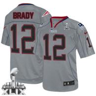 Nike New England Patriots -12 Tom Brady Lights Out Grey Super Bowl XLIX Mens Stitched NFL Elite Jers
