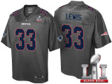 NEW ENGLAND PATRIOTS -33 DION LEWIS GRAY SUPER BOWL LI STRONGHOLD FASHION JERSEY