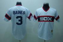 Mitchell and Ness Chicago White Sox -3 Harold Baines Stitched White Throwback MLB Jersey