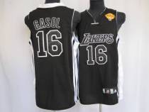 Los Angeles Lakers -16 Pau Gasol Stitched Black Shadow Final Patch NBA Jersey