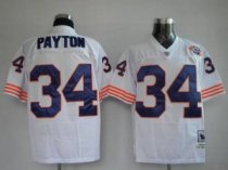 Mitchell and Ness Bears -34 Walter Payton White With Big Number Bear Patch Stitched Throwback NFL Je