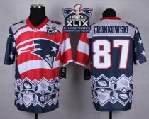 Nike New England Patriots -87 Rob Gronkowski Navy Blue Super Bowl XLIX Champions Patch Mens Stitched