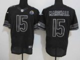Nike Bears -15 Brandon Marshall Black Shadow With Hall of Fame 50th Patch Stitched NFL Elite Jersey