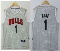 Chicago Bulls -1 Derrick Rose Grey City Light Stitched NBA Jersey