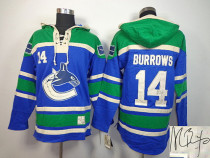 Autographed Vancouver Canucks -14 Burrows Old Time Hockey Hoodies Jersey