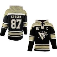 Pittsburgh Penguins -87 Sidney Crosby Black Sawyer Hooded Sweatshirt Stitched NHL Jersey