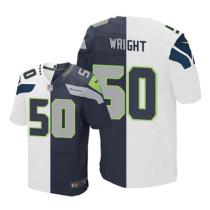 Nike Seahawks -50 KJ Wright White Steel Blue Stitched NFL Elite Split Jersey