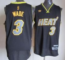 Miami Heat -3 Dwyane Wade Black Electricity Fashion Stitched NBA Jersey