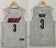 Miami Heat -3 Dwyane Wade Grey City Light Stitched NBA Jersey