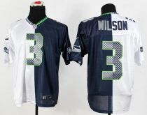 Nike Seattle Seahawks #3 Russell Wilson White Steel Blue Men‘s Stitched NFL Elite Split Jersey