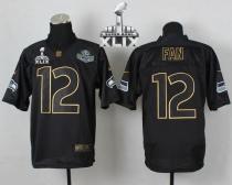 Nike Seattle Seahawks #12 Fan Black Gold No Fashion Super Bowl XLIX Men‘s Stitched NFL Elite Jersey