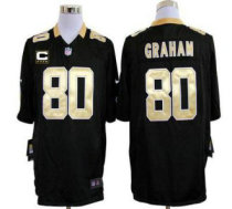Nike Saints -80 Jimmy Graham Black Team Color With C Patch Stitched NFL Game Jersey