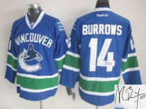 Autographed Vancouver Canucks -14 Alexandre Burrows Stitched Blue NHL Jersey