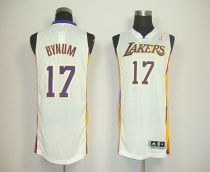 Revolution 30 Los Angeles Lakers -17 Andrew Bynum White Stitched NBA Jersey