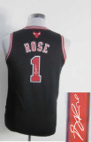 Autographed Chicago Bulls #1 Derrick Rose Black & Red No Stitched Youth NBA Jersey